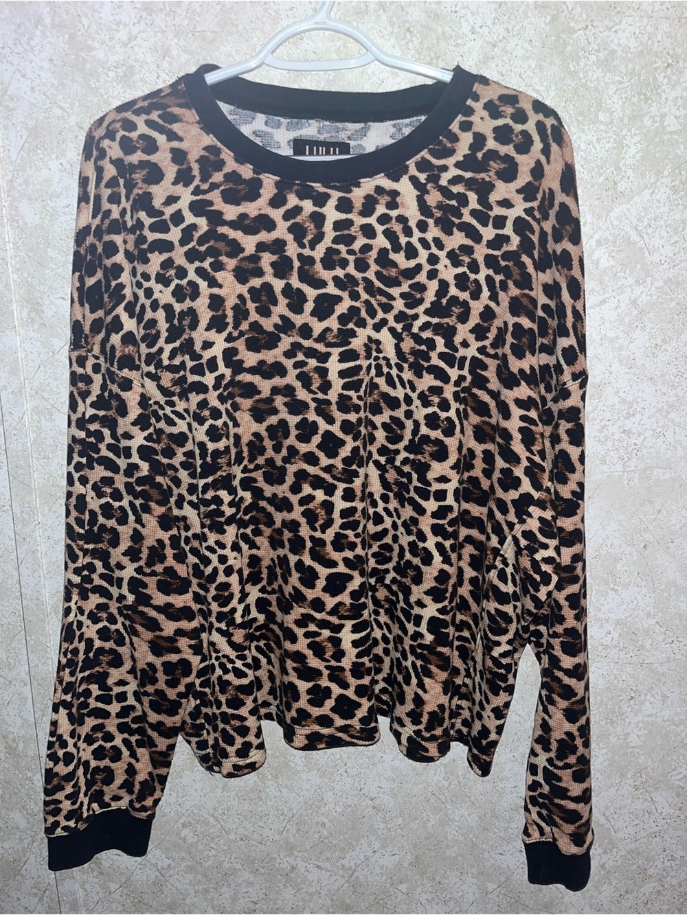Leopard Print Long Sleeve Women's Top - Brown/Black